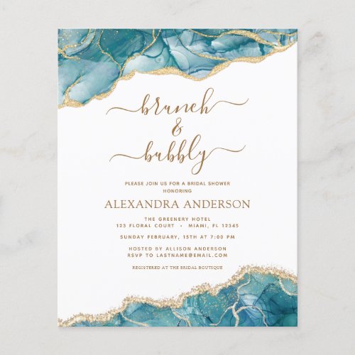 Budget Agate Teal Brunch  Bubbly Bridal Shower