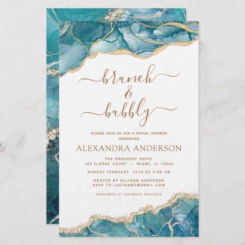 Budget Agate Teal Brunch  Bubbly Bridal Shower