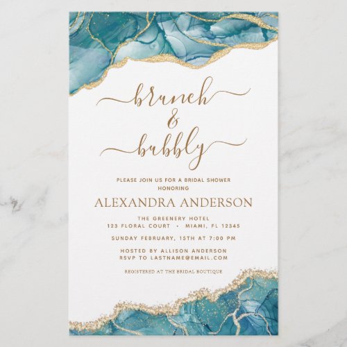 Budget Agate Teal Brunch  Bubbly Bridal Shower