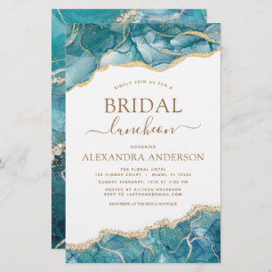 Budget Agate Teal Gold Bridal Shower Luncheon