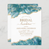 Budget Agate Teal Gold Bridal Shower Luncheon (Front/Back)