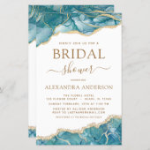 Budget Agate Turquoise Bridal Shower Teal Gold  (Front/Back)