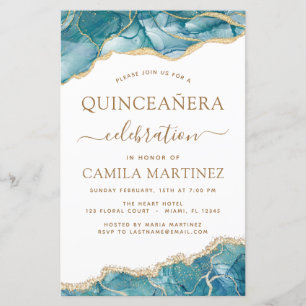 Budget Agate Turquoise Quinceañera Teal Gold