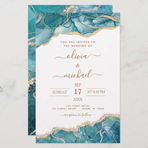 Budget Agate Turquoise Teal Gold Wedding
