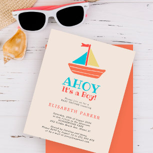 Budget Ahoy Its a Boy baby shower Invitation