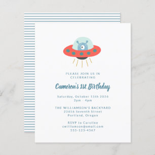 Budget Alien Spaceship 1st Birthday Invitation