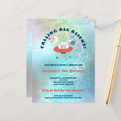 Budget Aliens 3rd Birthday party Invitation