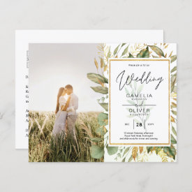 Budget All-in1 PHOTO Greenery Wedding RSVP QR CODE