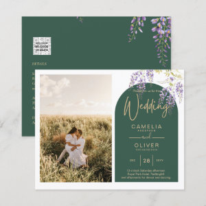 Budget All-in1 PHOTO Wedding Wisteria QR Code INV