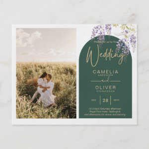 Budget All-in1 PHOTO Wedding Wisteria QR Code INV Flyer