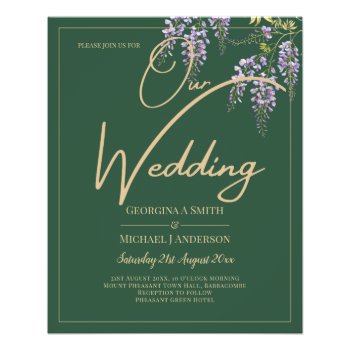 BUDGET All-in1 WISTERIA Gold Text Green WEDDING Fl Flyer