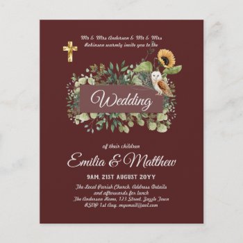 BUDGET All-in-1 Catholic Wedding Floral Owl Leaves Flyer
