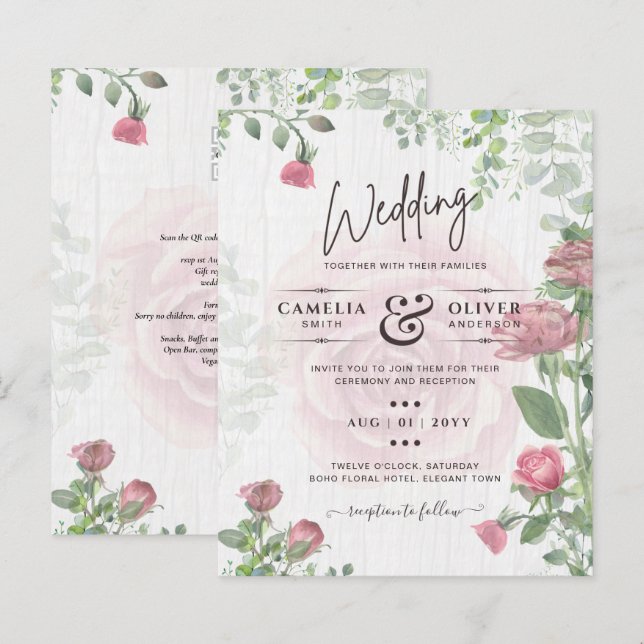 Budget All-in-1 Dusty Pink Roses Floral Wedding (Front/Back)