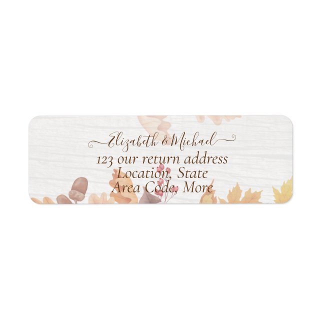BUDGET All-in-1 Fall Leaves Terracotta Wedding Label (Front)