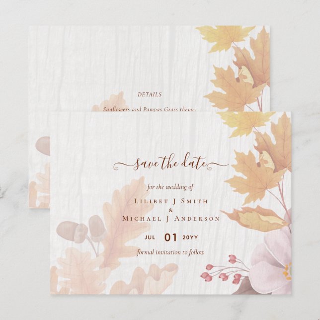 BUDGET All-in-1 Fall Leaves Terracotta Wedding Postcard (Front/Back)