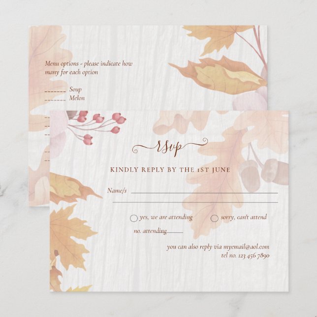 BUDGET All-in-1 Fall Leaves Terracotta Wedding Postcard (Front/Back)