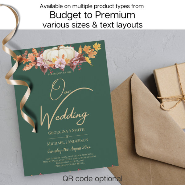 BUDGET All-in-1 Fall Pumpkin Green Gold Wedding