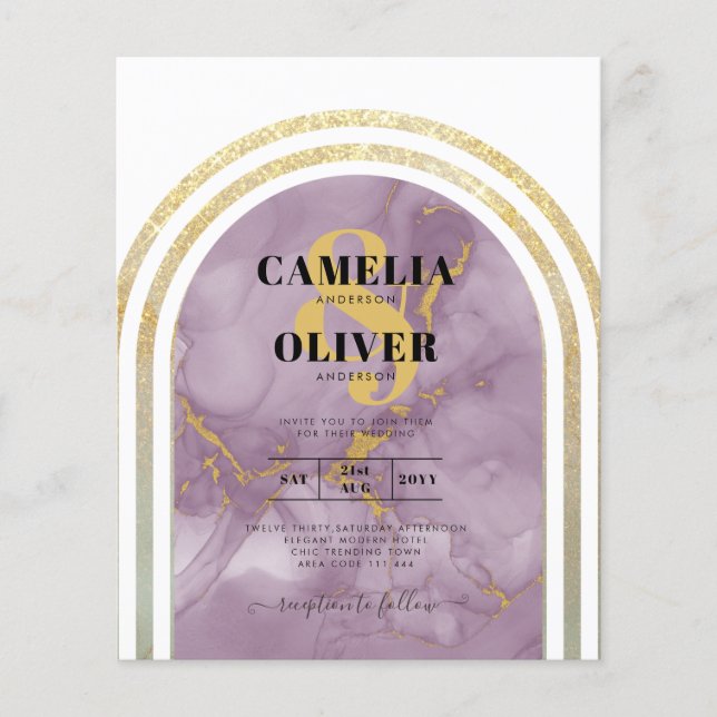 BUDGET All-in-1 Gold Pink Marble Arch Wedding Flye Flyer (Front)