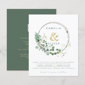 BUDGET All-in-1 Green Gold Wreath QR Code Wedding