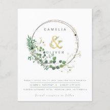 BUDGET All-in-1 Green Gold Wreath QR Code Wedding