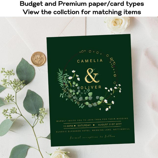 BUDGET All-in-1 Green Gold Wreath QR Code Wedding  Flyer (Creator Uploaded)