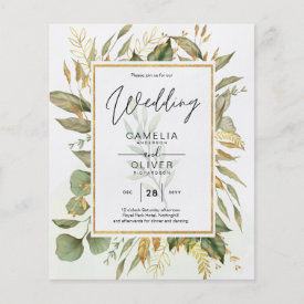 BUDGET All-in-1 Greenery Gold Leaves  Wedding Flyer