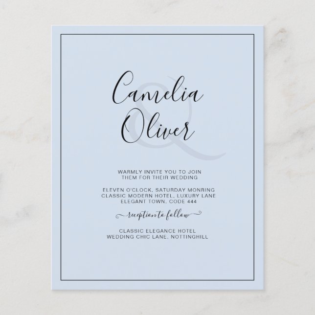 BUDGET All-in-1 Monochrome Ampersand Wedding Flyer (Front)