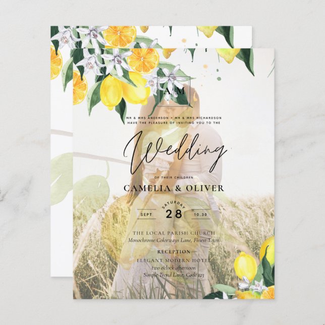 BUDGET All-in-1 PHOTO OVERLAY Lemons Wedding QR (Front/Back)