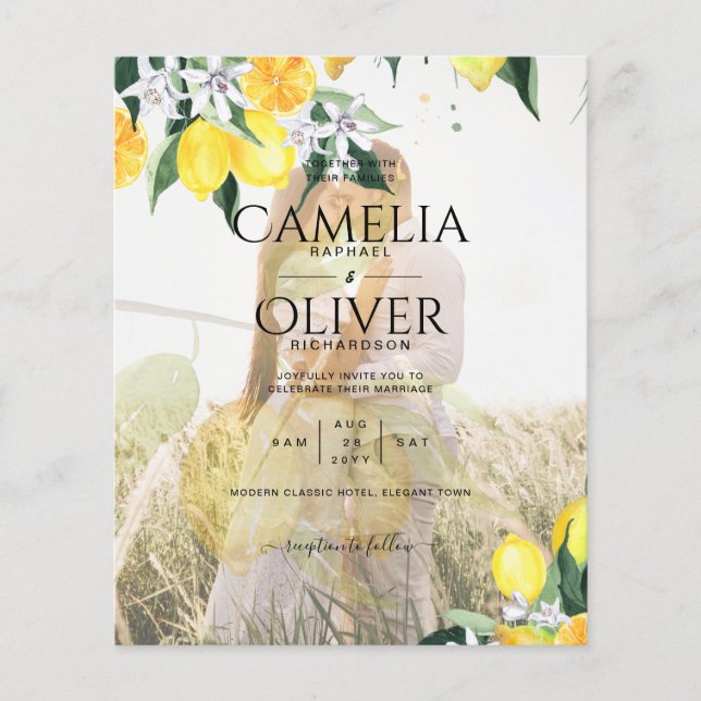 BUDGET All-in-1 PHOTO OVERLAY Lemons Wedding QR Flyer (Front)