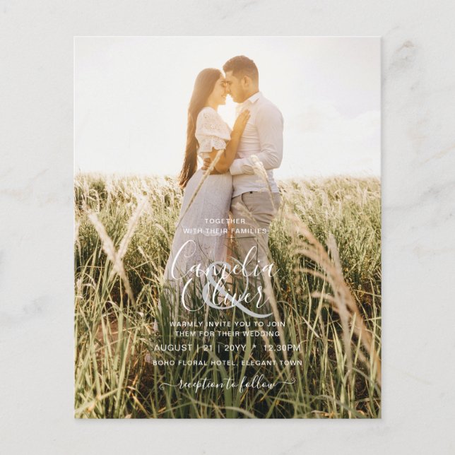 BUDGET All-in-1 PHOTO OVERLAY Plum Purple Wedding Flyer (Front)