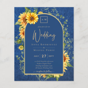 BUDGET All-in-1 Rustic Sunflowers BLUE Wedding Flyer
