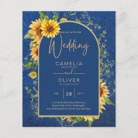 BUDGET All-in-1 Rustic Sunflowers BLUE Wedding Flyer