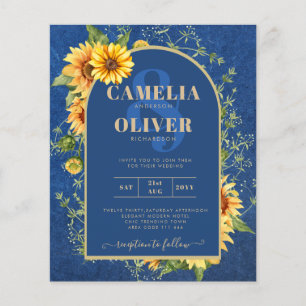 BUDGET All-in-1 Rustic Sunflowers BLUE Wedding Flyer