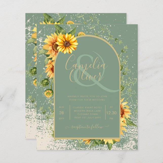 BUDGET All-in-1 Rustic Sunflowers Greenery Wedding (Front/Back)