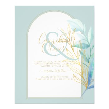 BUDGET All-in-1 Sea Glass Gold Leaf Sage Wedding Flyer