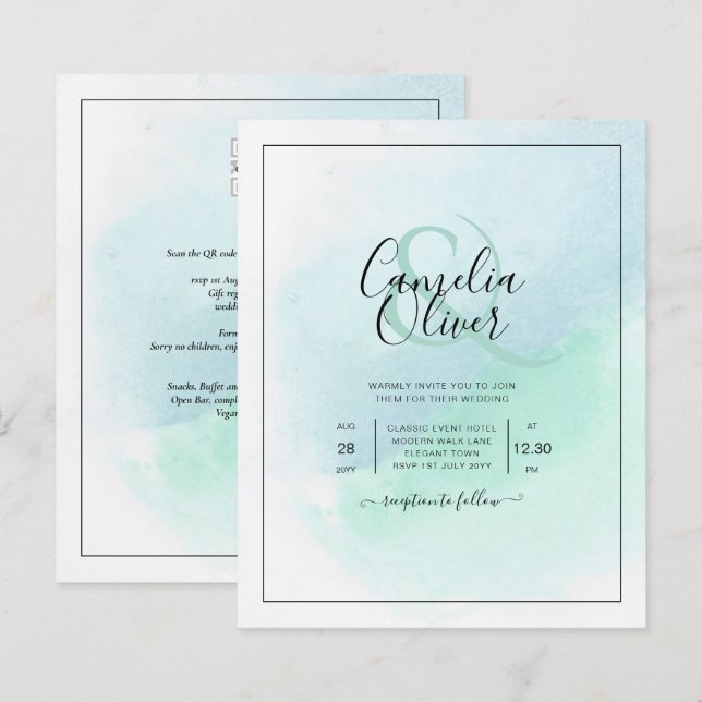 BUDGET All-in-1 Sea Glass Teal Wedding (Front/Back)