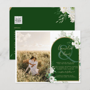 Budget All-in-1 White Roses Green Wedding QR Code