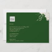 Budget All-in-1 White Roses Green Wedding QR Code Invitation (Back)