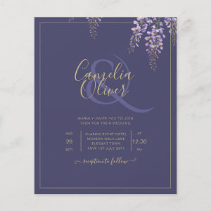 BUDGET All-In-1 Wisteria Dusty Purple Gold Wedding Flyer