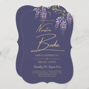 BUDGET All-In-1 Wisteria Dusty Purple Gold Wedding Invitation