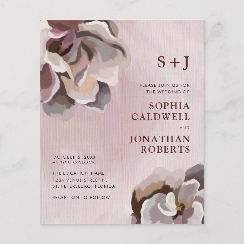 Budget All in One Abstract Floral Wedding Invite