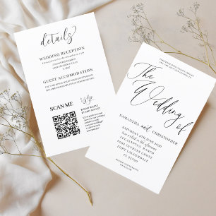 Budget All in One Black & White Wedding Invitation