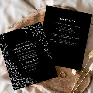 Budget All in One Black & White Wedding Invitation