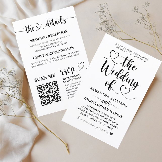 Budget All in One Black & White Wedding Invitation (Creator Uploaded)