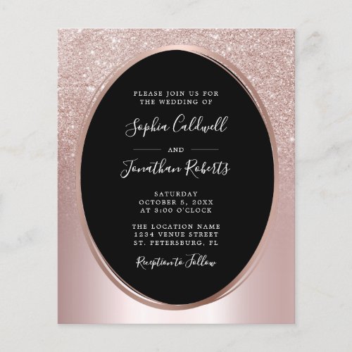 Budget All in One Blush Glitter Wedding Invitation
