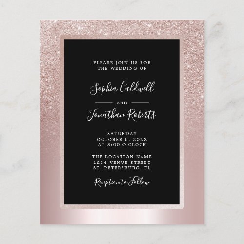 Budget All in One Blush Glitter Wedding Invitation