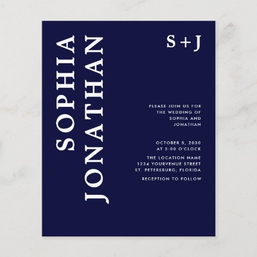 Budget All in One Bold Typography Wedding Invite