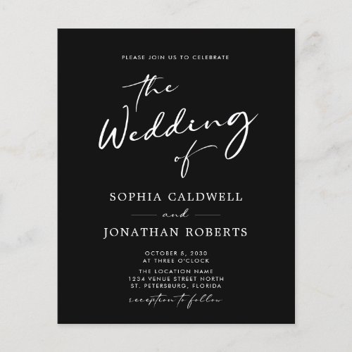Budget All in One Calligraphy Black Wedding Invite