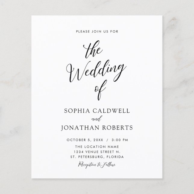 Budget All in One Calligraphy Wedding Invitation (Front)
