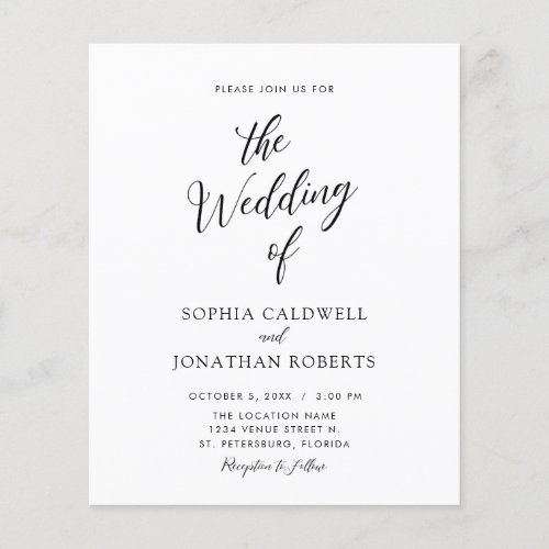 Budget All in One Calligraphy Wedding Invitation